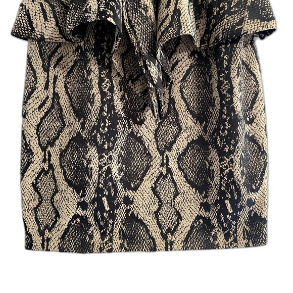 JayGodfrey Strapless Mini Dress Tan Black Snakeskin Print Leather Belted‎ Size 2 - Picture 3 of 7